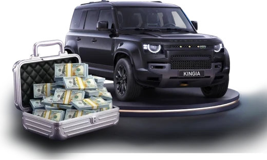 Shop Kingia : voiture tout-terrain et mallette de billets, lots premium